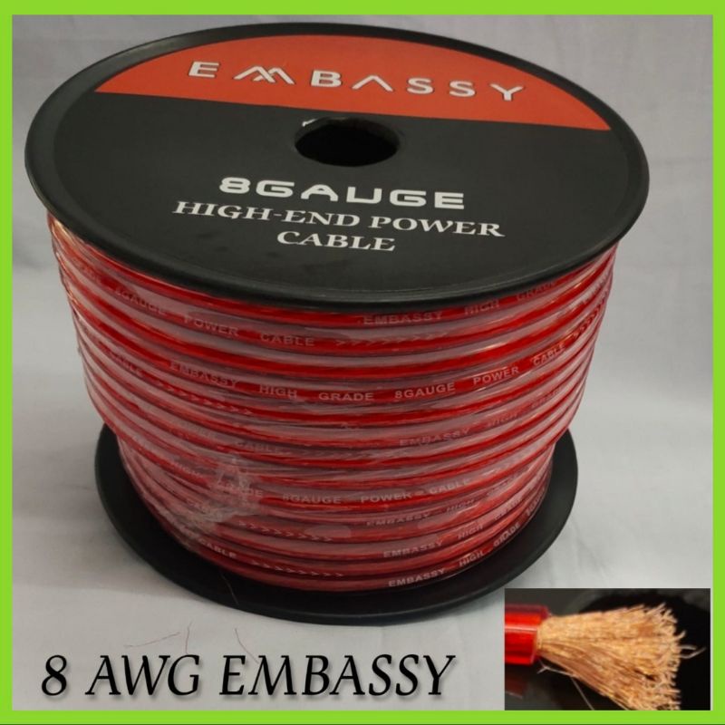 Kabel Power 8 AWG EMBASSY Kabel Strum Mobil Panjang 40 Meter - 1 ROLL