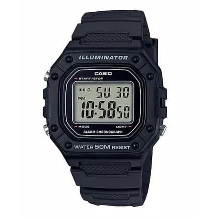 Casio Original Pria W-218H-1AVDF Rubber Strap