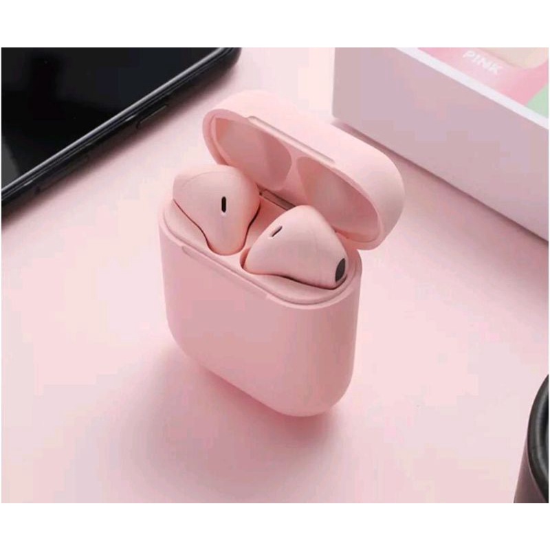 HEADSET BLUETOOTH TWS INPODS I12 MACARON EARPHONE-Pink