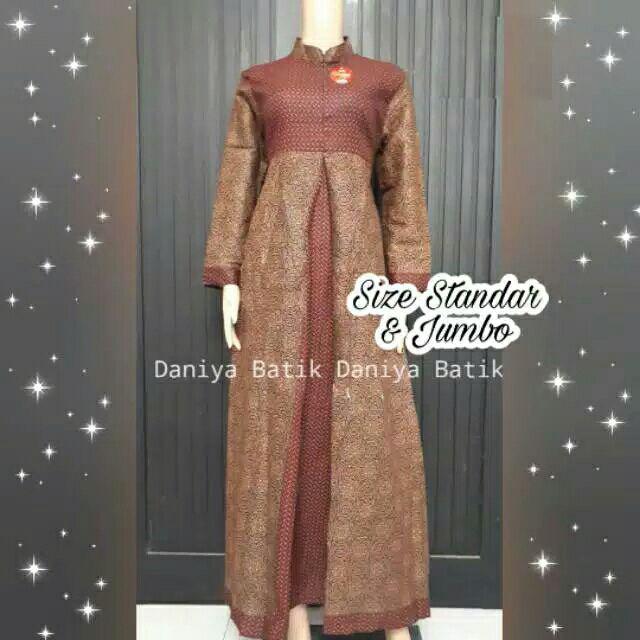 Gamis Batik Pias Cappucino Sogan Size Standar Dan Jumbo Bahan Katun Mataram Primisima