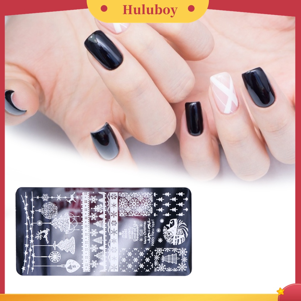 Huluboy Huluboy♡ Plat Stempel Kuku Bahan Stainless Steel Untuk Manicure