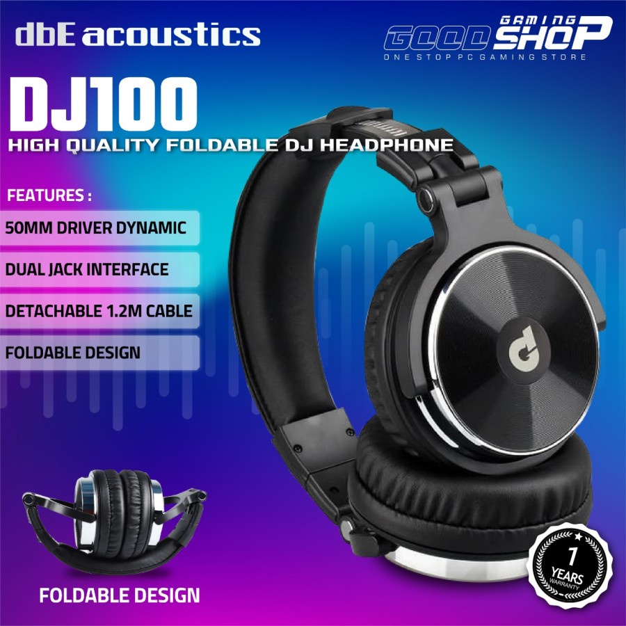 dbE DJ100 High Quality Foldable DJ Headphone w/ Detachable Cable