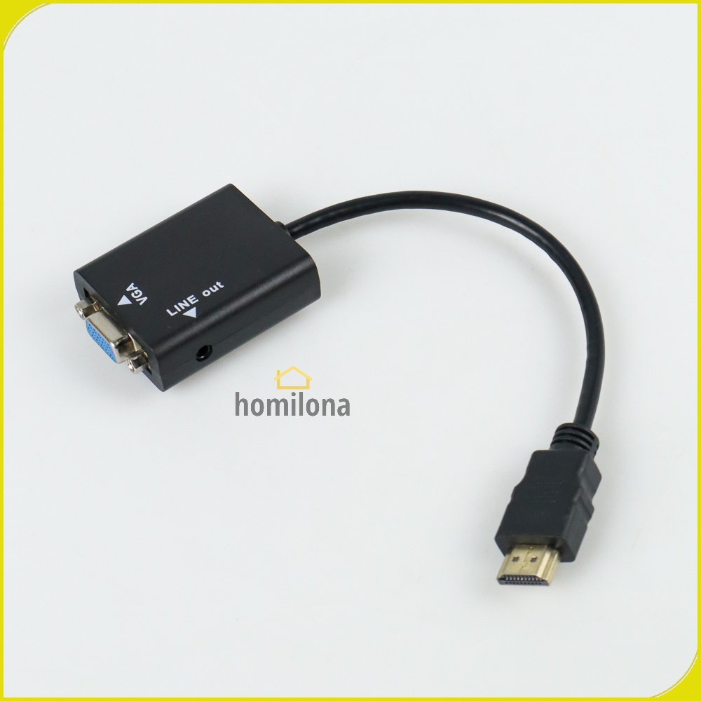 Kabel Adapter HDMI ke VGA Female Dengan Port Audio - Taffware HD008 - Black