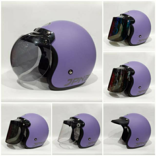Helm Bogo Retro JPN ARC Ungu doff kaca flat/cembung
