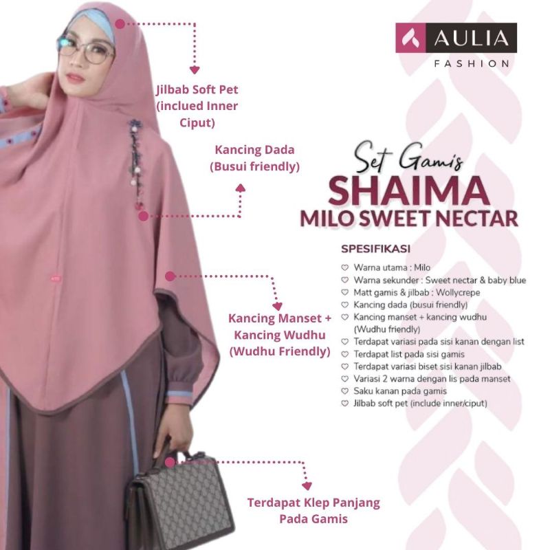 AULIA FASHION Set Gamis SHAIMA MILO SWEET NECTAR New Size XS Busana Muslim Branded Original Premium 