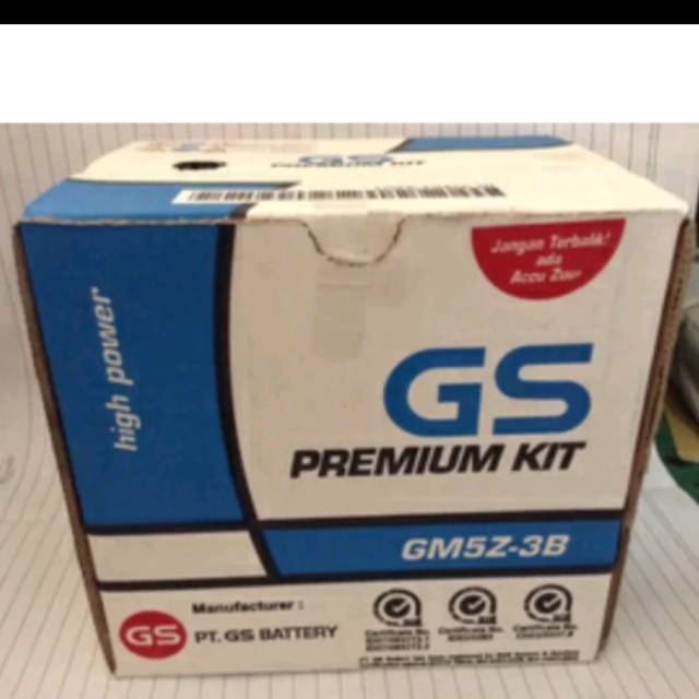 Aki GS Astra GM5Z-3B kit (basah) untuk mio sporty/mio lama/ grand/ supra x/