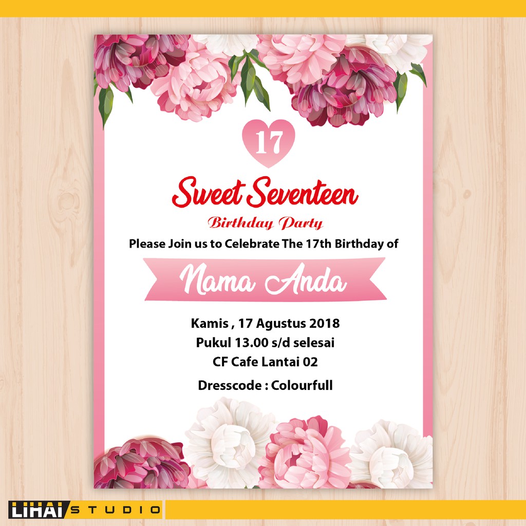 Cetak Undangan Ulang Tahun Sweet Seventeen 001 Shopee Indonesia