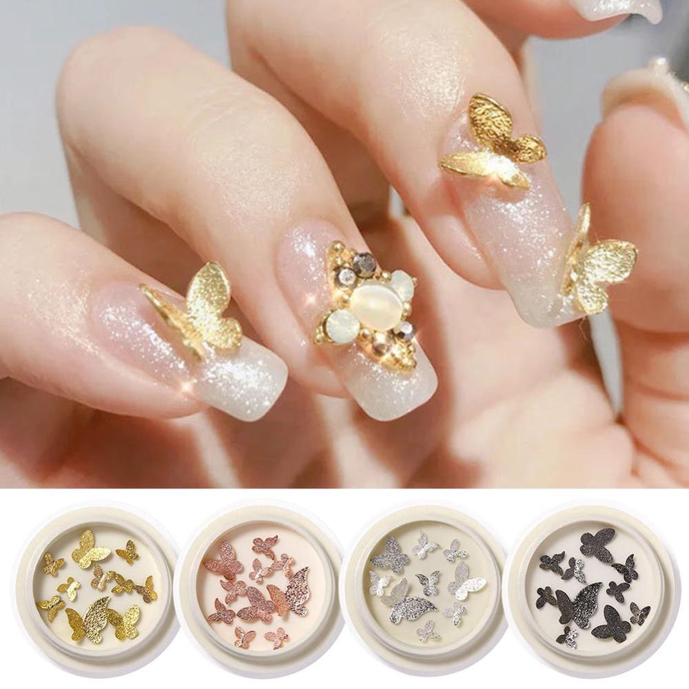 Timekey Ornamen Kupukupu Metal Alloy Hias Batu Opalberlian Imitasi Untuk Dekorasi Nail Art A2K1