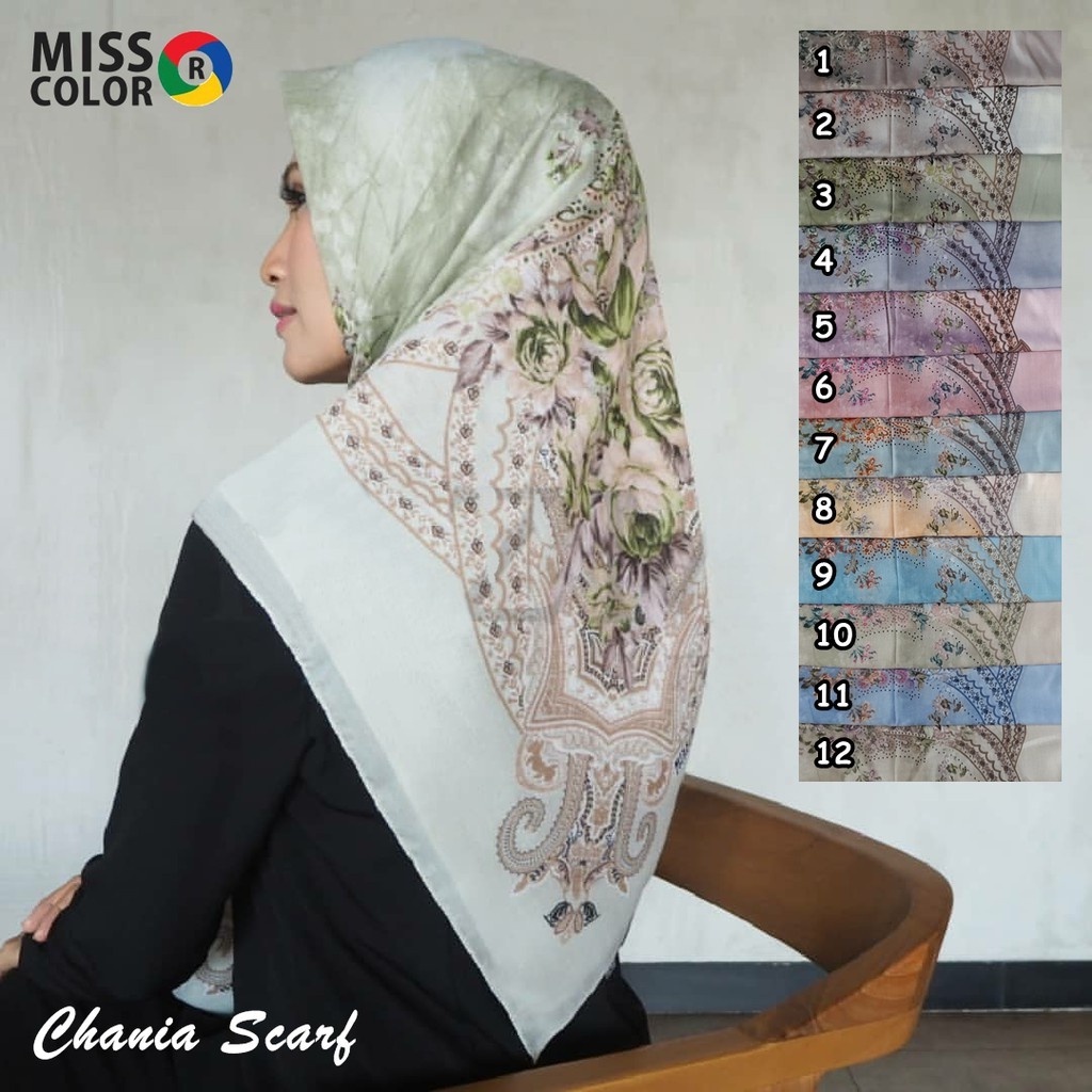 Jilbab motif / Scarf motif  / Hijab motif / Kerudung motif Segiempat Motif MISS COLOR - CHANIA SCARF