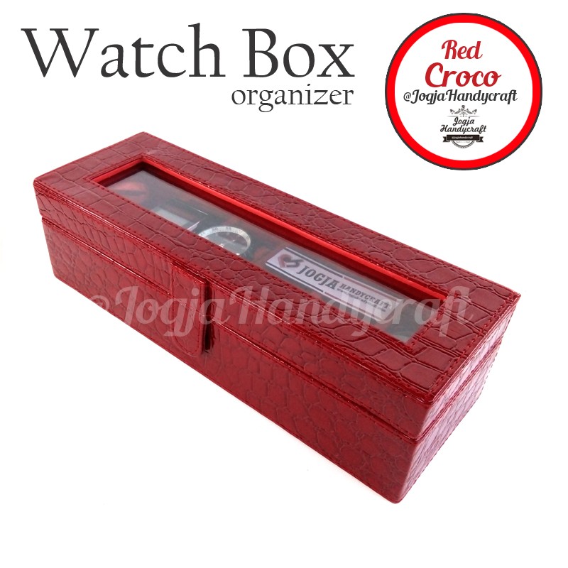 Red Croco Watch Box / Kotak Tempat Jam Tangan Isi 6