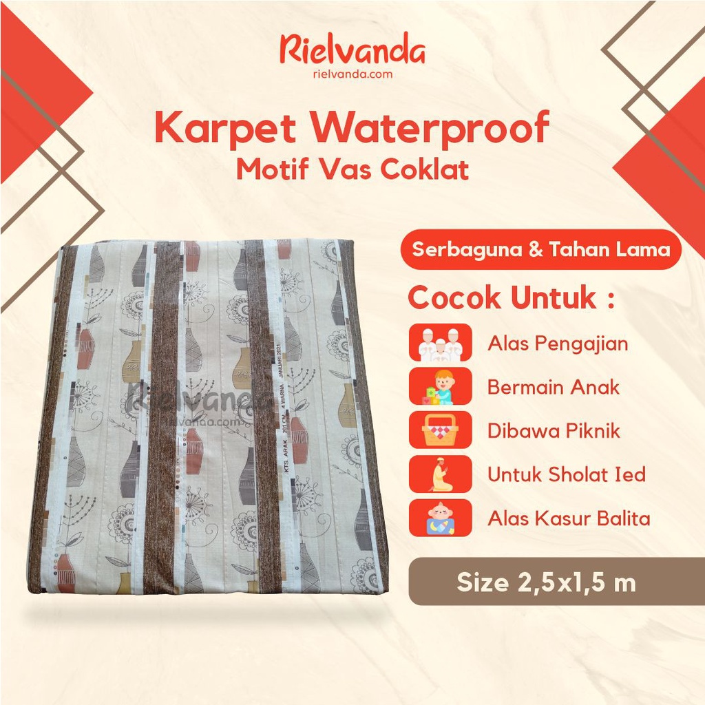 Karpet Waterproof Motif Vas Coklat Lipat Alas Anti Air Plastik Kamar Mandi Dapur Kitchen Aesthetic E