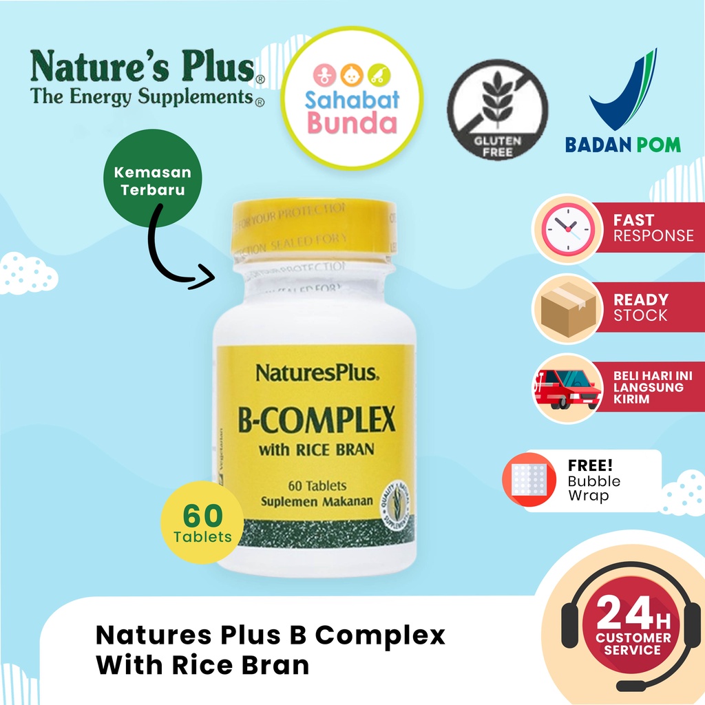 SAHABAT BUNDA NATURES PLUS B Complex with Rice Bran Suplemen Vitamin Nature’s Plus (60)