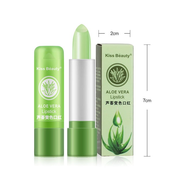 Kiss Beauty Lip Balm Aloevera / Pelembab Bibir Aloe Vera Natural Refresh &amp; Moisture Dapat Berubah Warna Sesuai Temperatur / TV-73