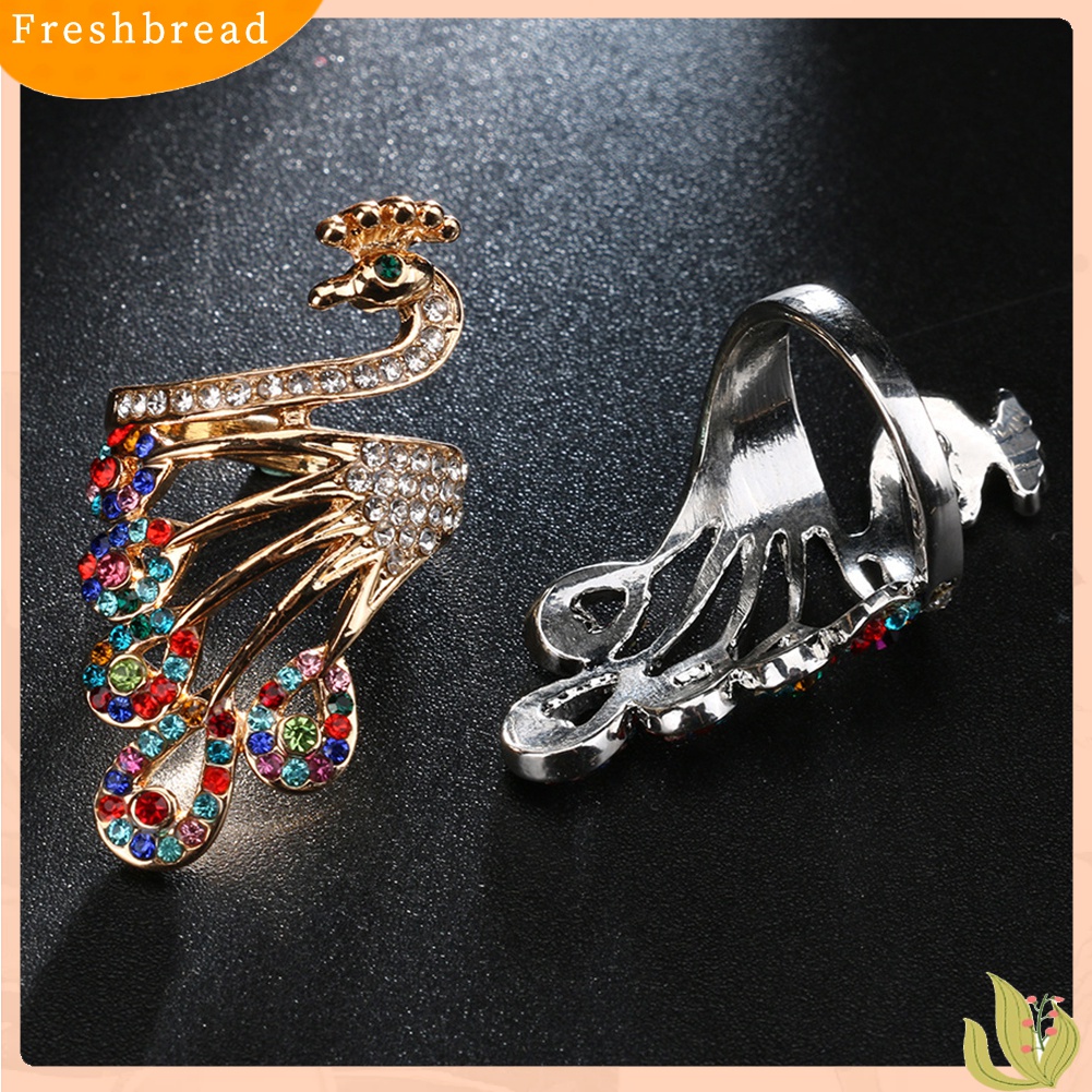 [TERLARIS]Women Retro Gold-plated Rhinestones Peacock Shape Finger Ring Jewelry Gifts