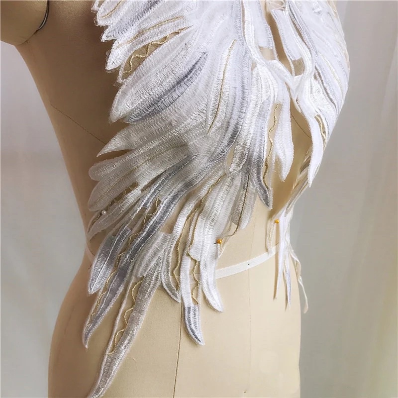 White Angel Wing Embroidered (One pair)