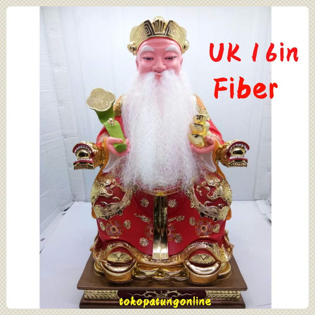 Patung Dewa Hoktek Fiber Uk 16 in