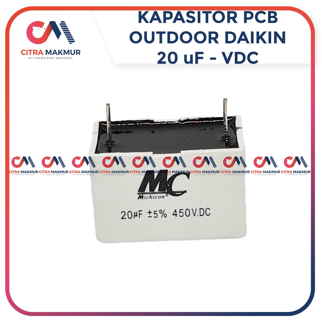 Kapasitor Fan Outdoor AC inverter Daikin 20 uf merk MC Solder Kawat 400 Volt Kotak Hitam PCB Kipas Dinamo Blower