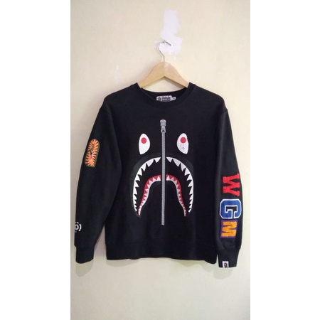 crewneck a bathing ape shark original//crewneck bape shark WGM original second