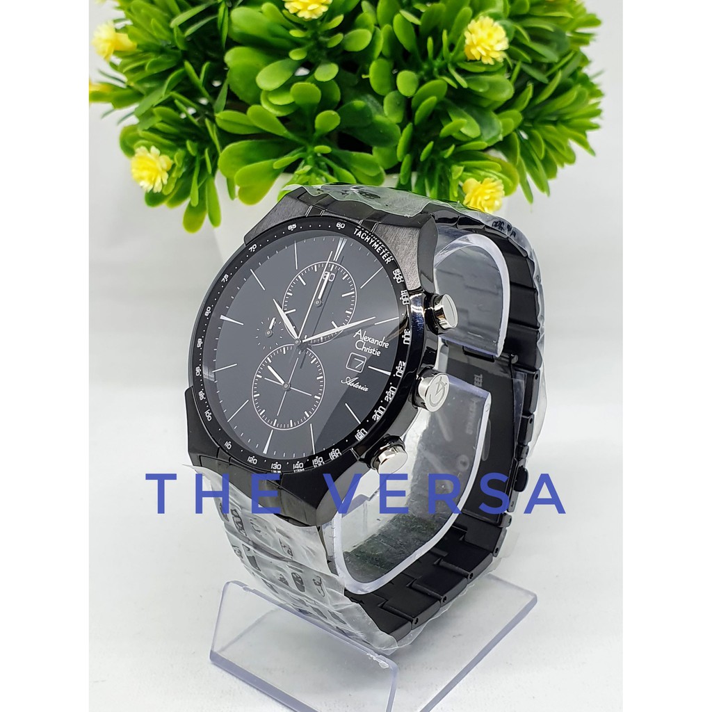 AC 6467 Alexandre Christie Jam Pria Rantai Full Black Original