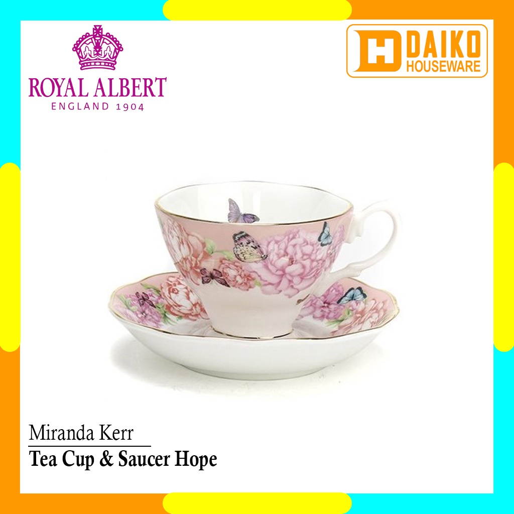 Cangkir Teh Set Royal Albert Miranda Kerr Friendship 3 Piece Set Hope Tea Cup Tea Saucer &amp; Plate 20 Cm Original Royal Albert