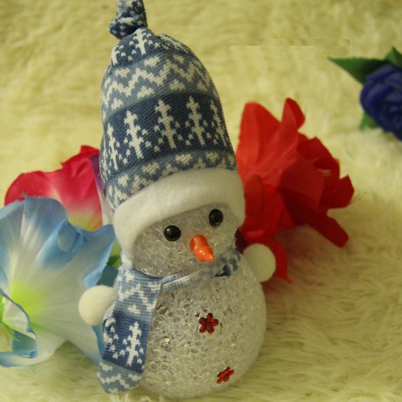 [Christmas Products] Xmas LED Decorative Glowing Colorful Plastic Particle Crystal Snowman Doll Lights