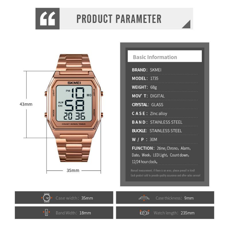 Jam Skmei 1735 original bergaransi free carton box