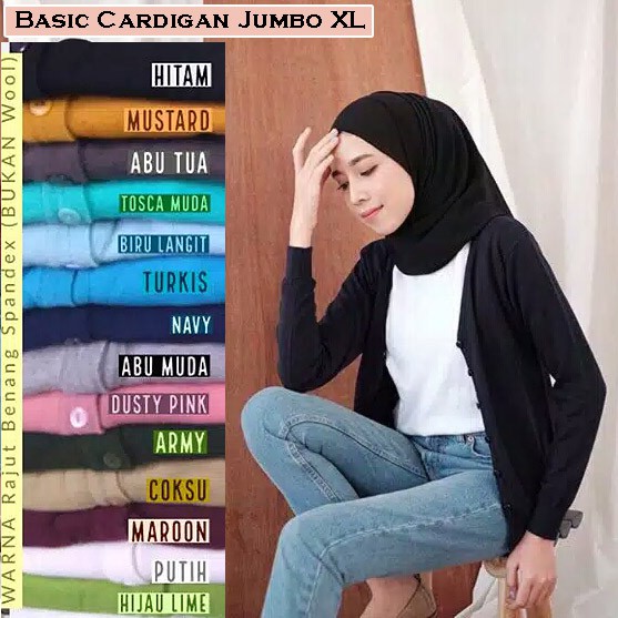 BIGCLO - (COD) LD 110-130cm Baju Cardigan Basic Atasan Wanita Polos Lengan Panjang Kardigan Jumbo