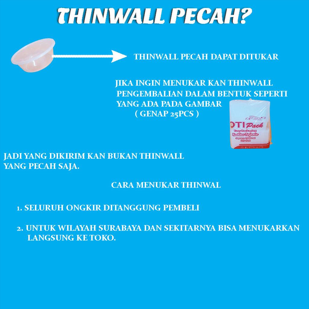 Thinwall / Otipack / Kotak Makan PERSEGI PANJANG 200ml + tutup /wadah plastik box tahan freezer dan microwave oven OT200