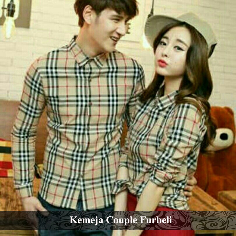 kemeja couple pasangan kotak kotak coklat pasangan Relationshipgoals murah grosir Furbeli