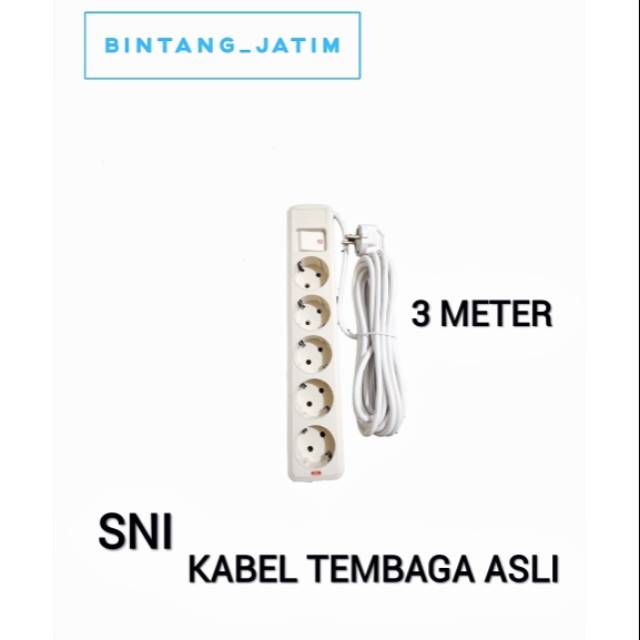 STOP KONTAK 5 LUBANG PANJANG 3M + KABEL / STOP KONTAK KABEL / colokan listrik