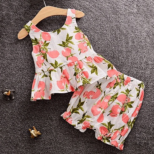 Baju Setelan Bayi Perempuan Import Sweet Summer Set 2in1 (baju, celana)