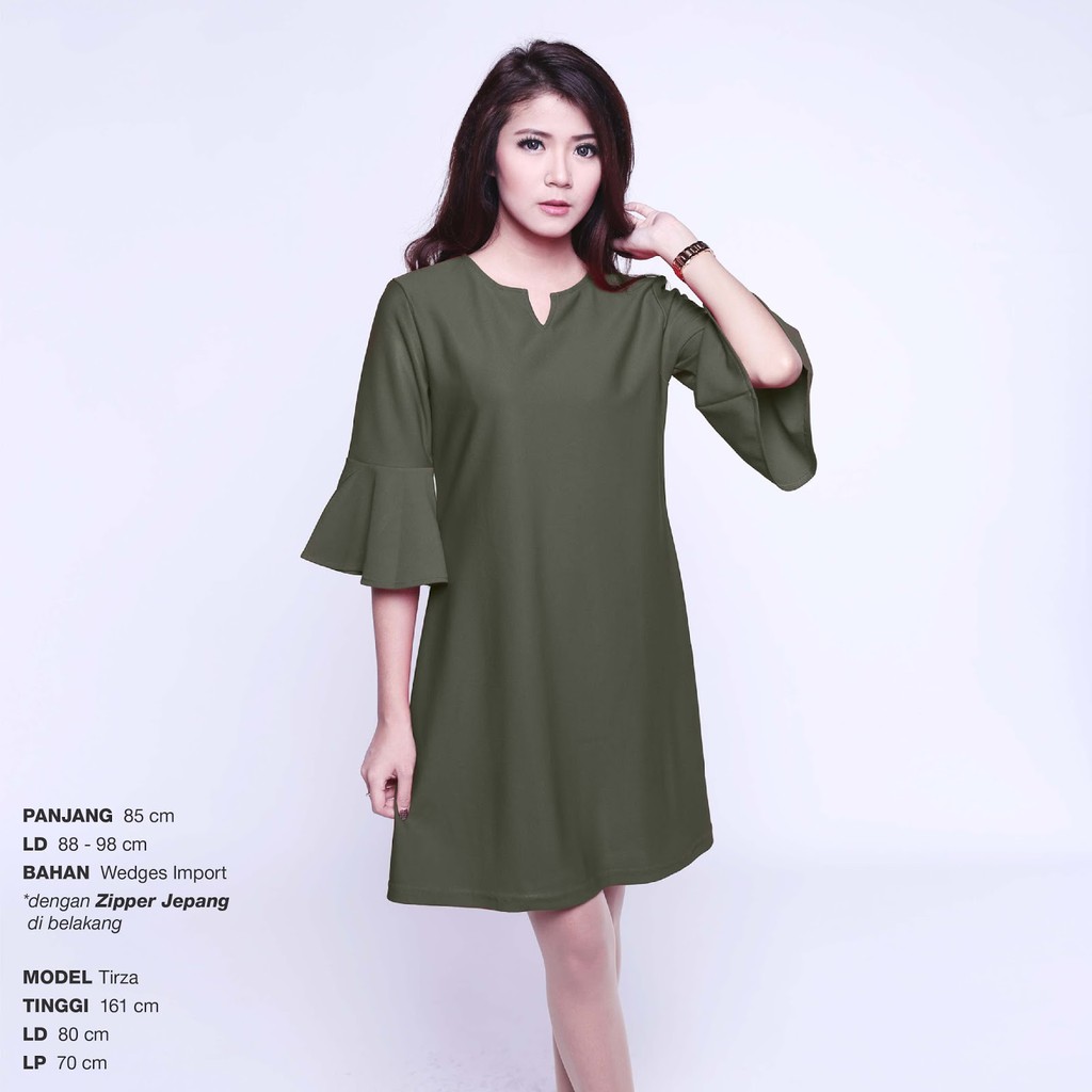 Tulip Key Dress Midi Gaun Pesta Wanita Lengan Panjang 3/4 CDR166