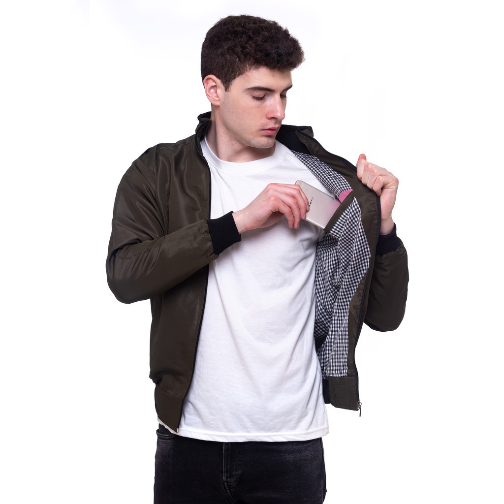 HEYLOOK Official - Jaket Pria Harrington Jaket Semi-Waterproof Smith Pria Jaket Motor Taslan-*SMITH ARMY XL