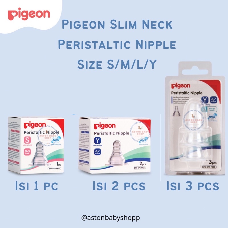 Pigeon Slim Neck Nipple S / M / L / Y Peristaltic Teat Dot Pigeon Slim Neck