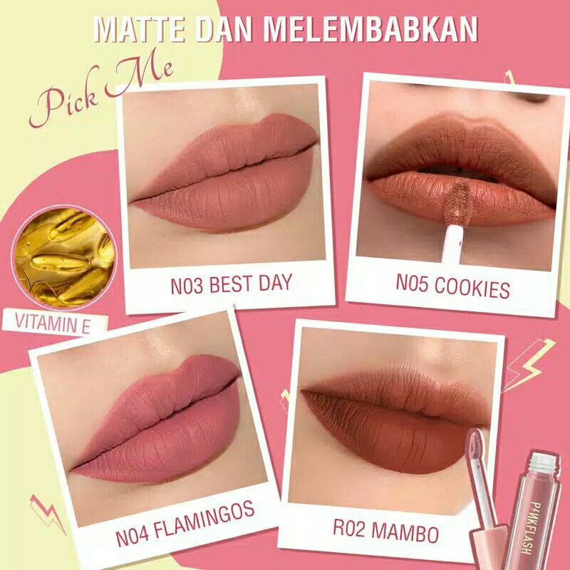 PinkFlash Ohmykiss Lipstick Matte Lembut Tahan Lama Melembabkan Dengan 14 Warna Cantik