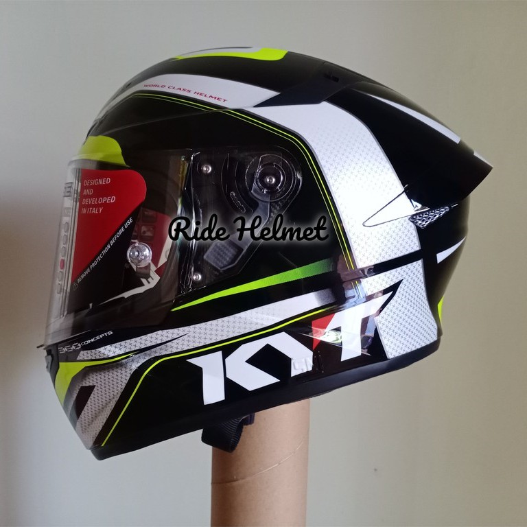 Helm Full Face KYT TT Course Grand Prix Black Yellow Fluo bukan jaume Masia dalla porta electron red