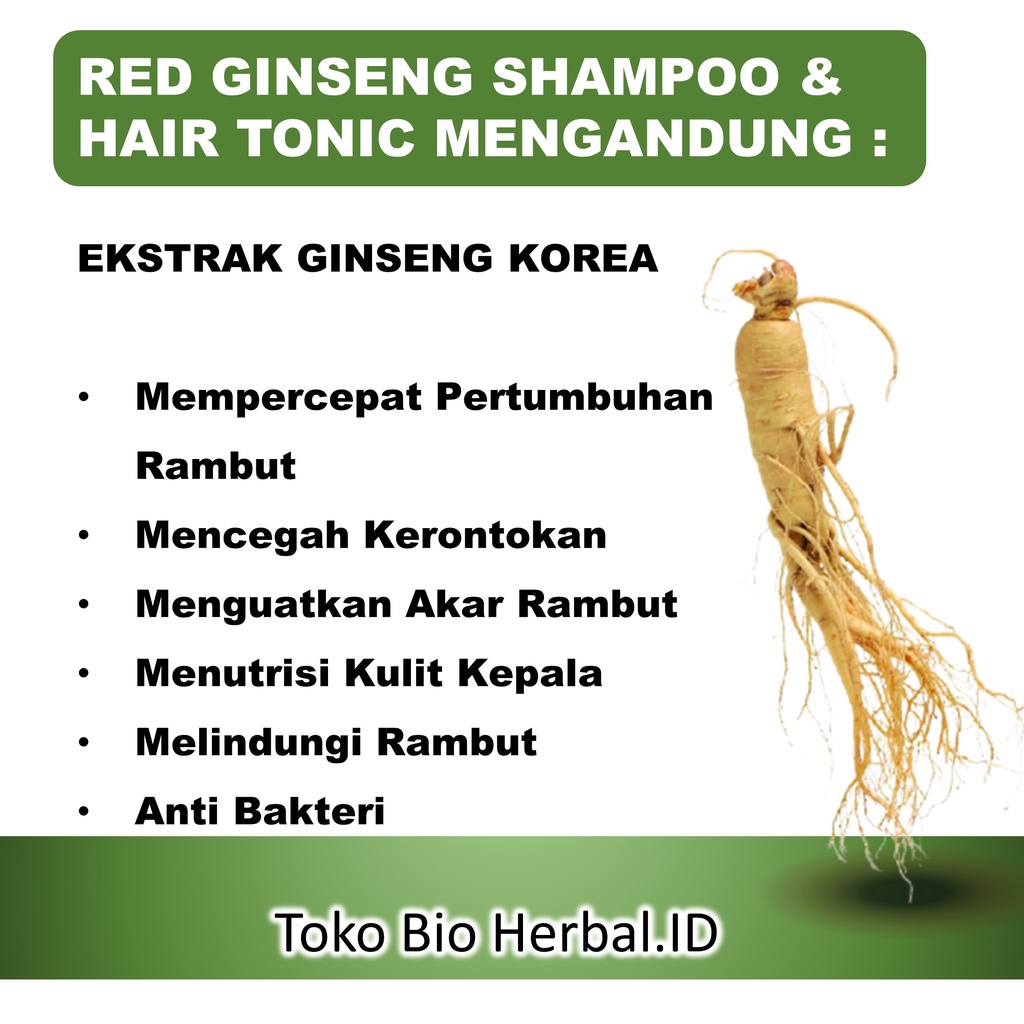 Paket Shampoo Rambut Rontok Dan Hair Tonic Rambut Rontok Penyubur Rambut Rontok Red Ginseng B6Q