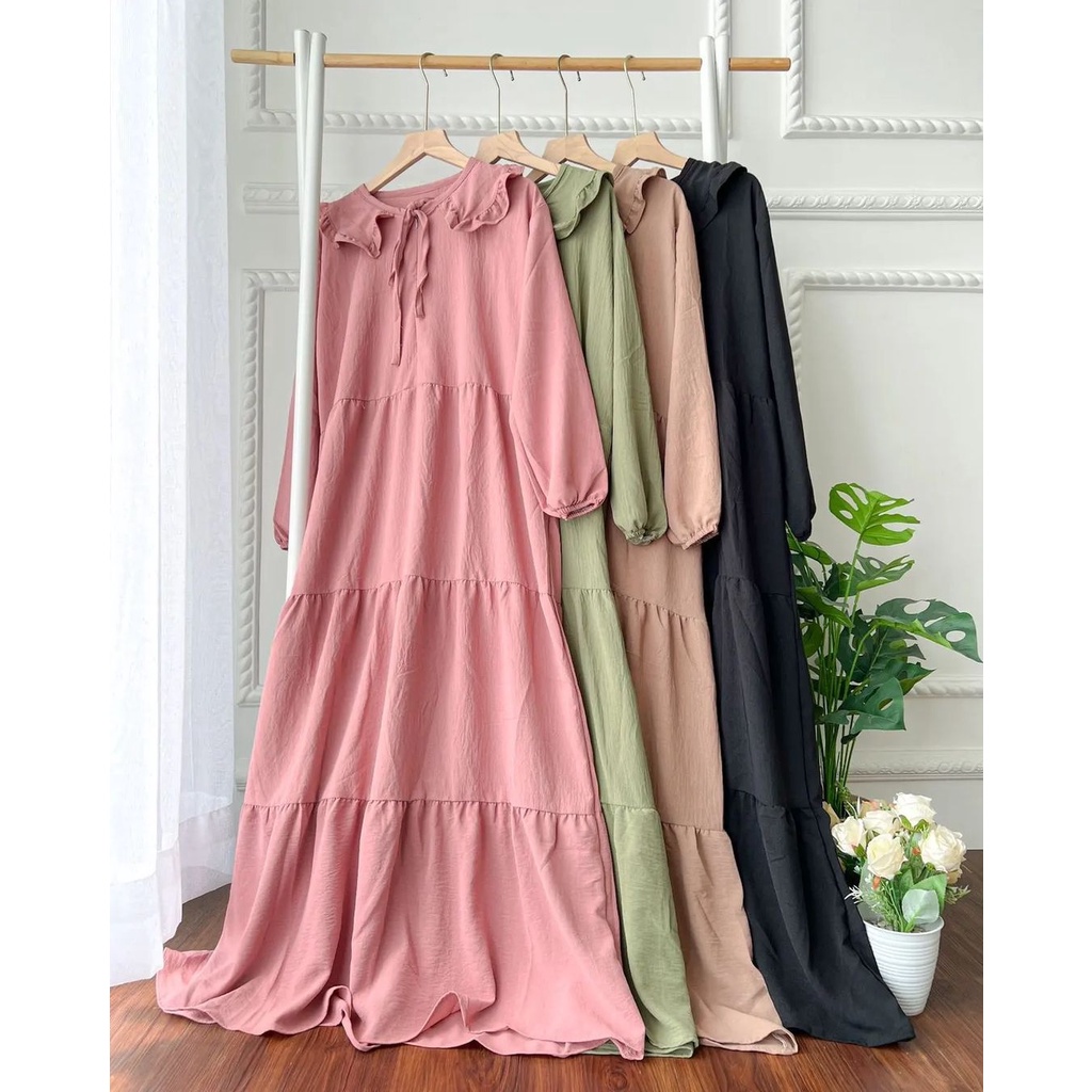 MARITA MIDI DRESS GAMIS PREMIUM AIRFLOW CRINCKLE RAYON PREMIUM ORIGINAL100% HIGH QUALITY100 %