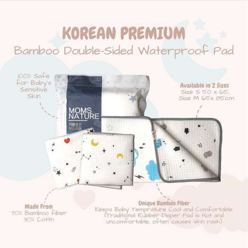 Korean Baby Bamboo Double Sided Waterproof Pad Moms Nature Down to Earth Korea Perlak Bayi Tataka