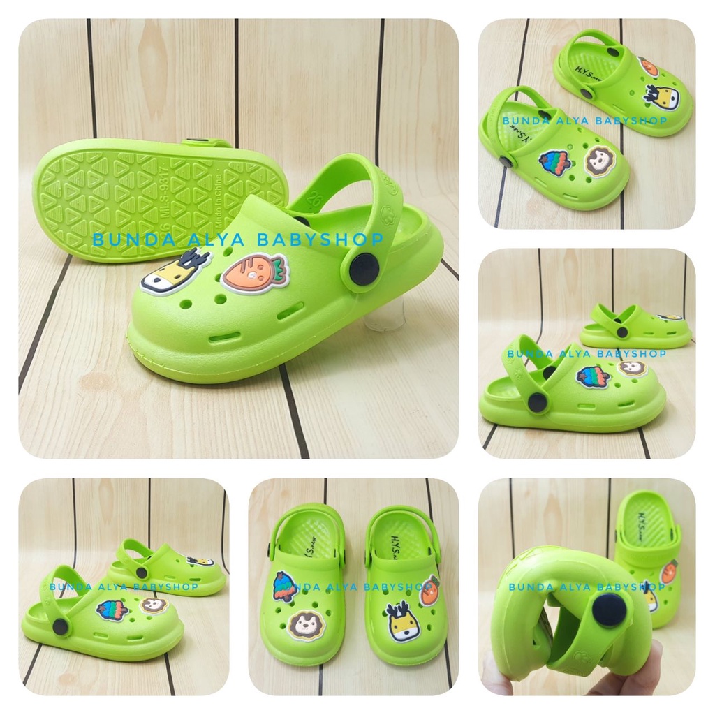 Sendal Anak Karet Umur 2 3 4 5 Tahun Karet Elastis HIJAU - Sepatu Sandal Anak Cowok Elastis Motif Lucu Karet Anti Licin Size 26 - 35 Sepatu Sandal Anak Karet Sendal Anak Elastis Green