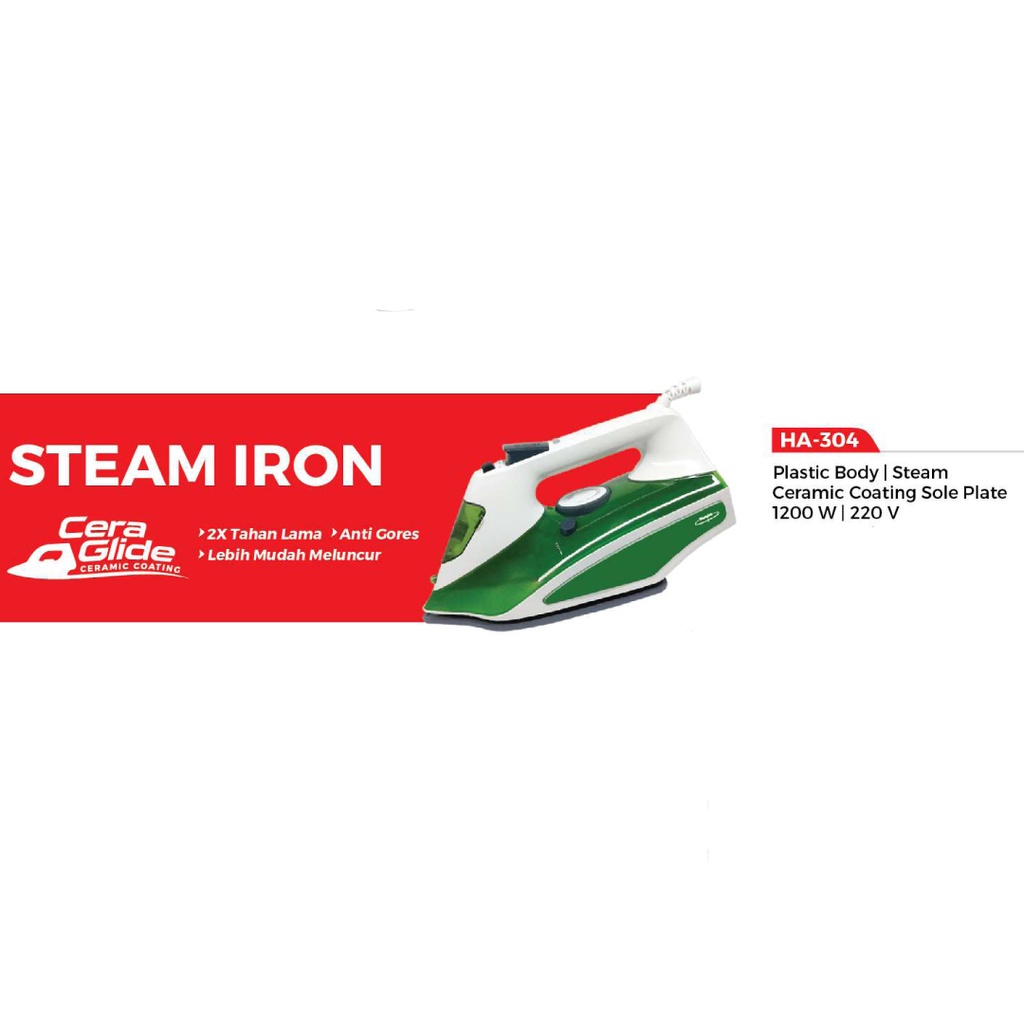 MASPION HA 304 STEAM IRON 1200 WATT / SETRIKA UAP / HA304