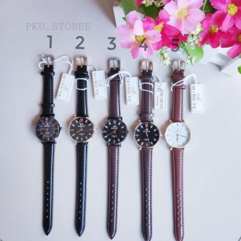 JAM TANGAN MIRETE ORIGINAL TALI KULIT FASHION WANITA JAM TANGAN WANITA TAHAN AIR TALI KULIT FREE BATRAI CADANGAN MIRETE ORIGINAL, JAM TANGAN KASUAL WANITA