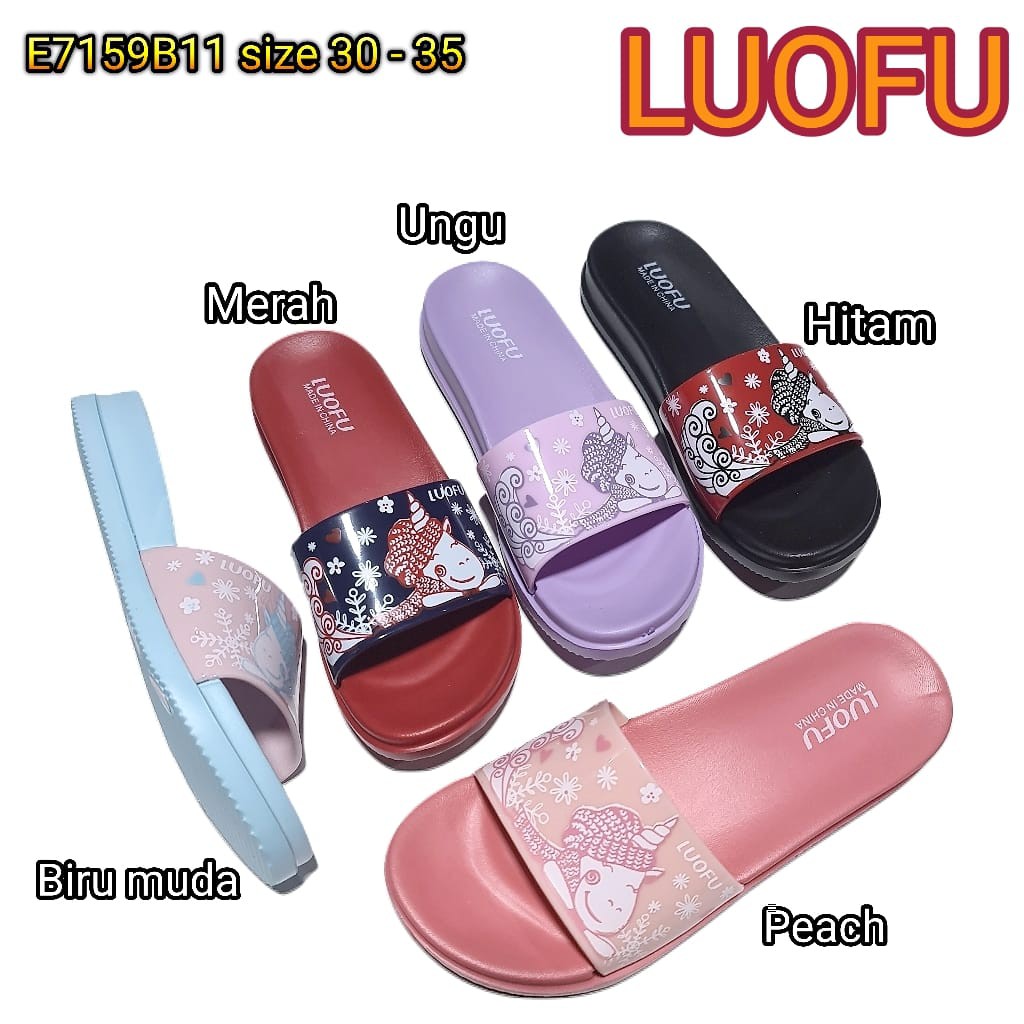 LUOFU ORIGINAL jelly sandal karet empuk murah anak cewek import sendal selop E7159B11