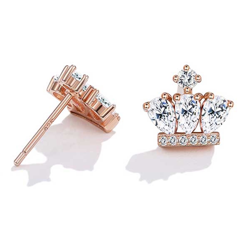 Hu Hu Hu Hu Hu Alat Bantu Pasang Kacamata♡ Kalung Gelang Dan Anting Stud Desain Mahkota Bahan Cubic Zirconia Untuk Wanita
