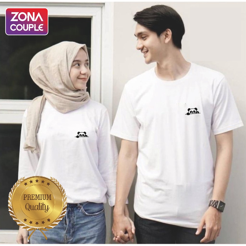 (TEBAL) PREMIUM KAOS COUPLE MODEL KOREA MOTIF PANDA KARIKATUR LUCU  KEKINIAN KAOS PASANGAN PACAR KAO