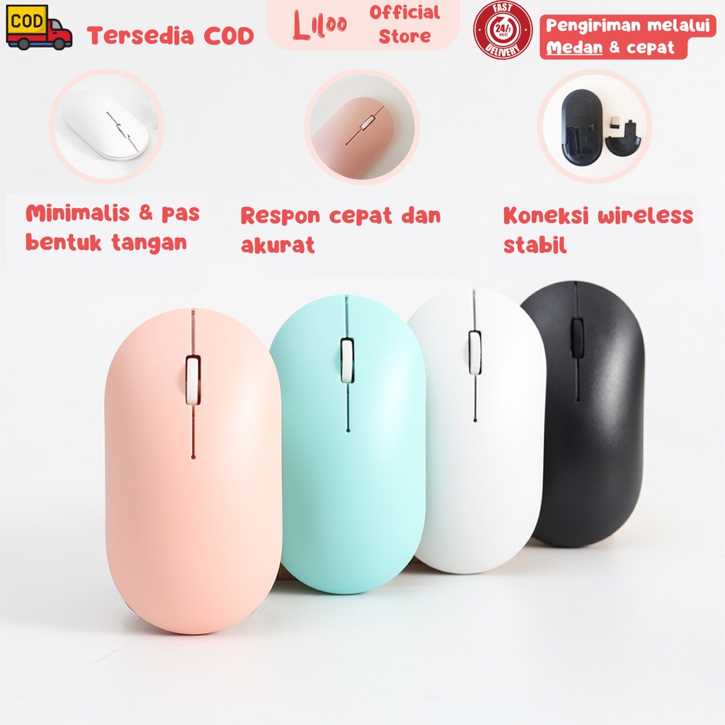MOUSE FLASHEE LAPTOP WARNA LUCU MOUSE WIRELESS TANPA KABEL DESAIN MINIMALIS MOUSE NIRKABEL ERGONOMIS