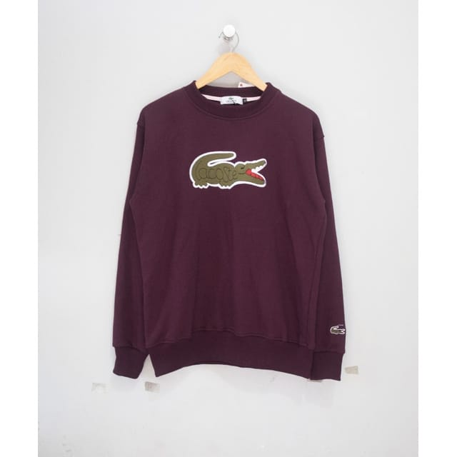 CREWNECK L4COSTE BIG FLOCK EMB COLLEGE L LOGO BORDIR MAROON SWEATER IMPORT FREE STICKER