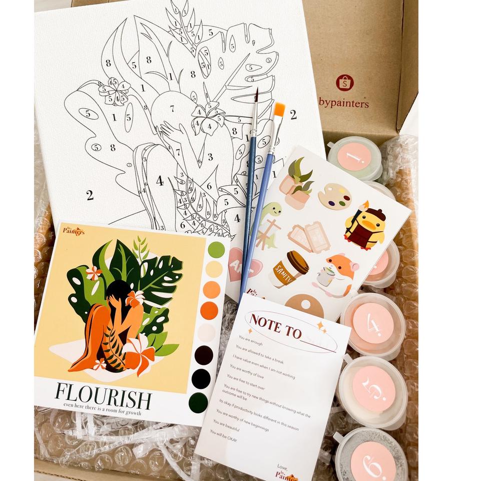 

FXA Paint By Number [Flourish] | ByPainters | Painting Set | 20x20cm Canvas & 8 Colour | Kit Melukis [rv -192]