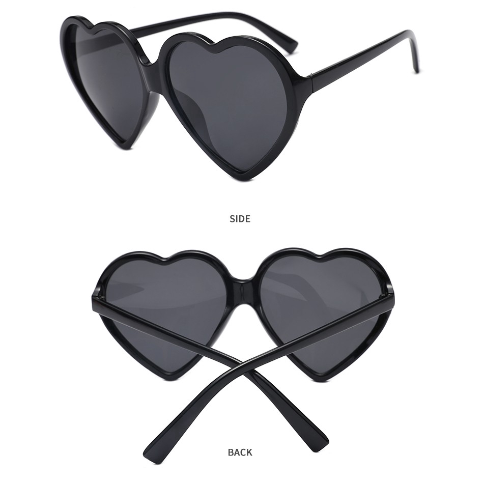 2021 Kacamata Hitam Wanita Frame Besar Bentuk Hati Bahan Plastik