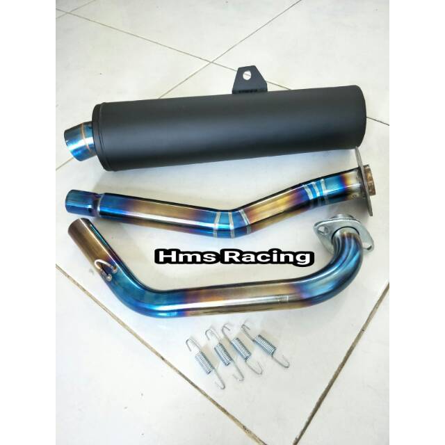 Knalpot Tsukigi Satria Fu - Fu New Leher Pelangi Blue Stenlis Thailand